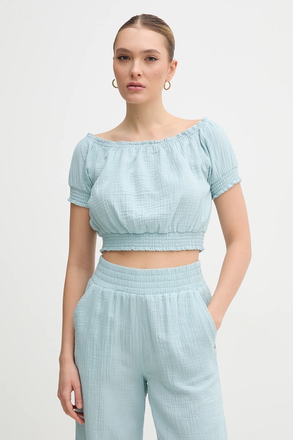 Dkny bluzka bawełniana bawełna niebieski DJ5W2110