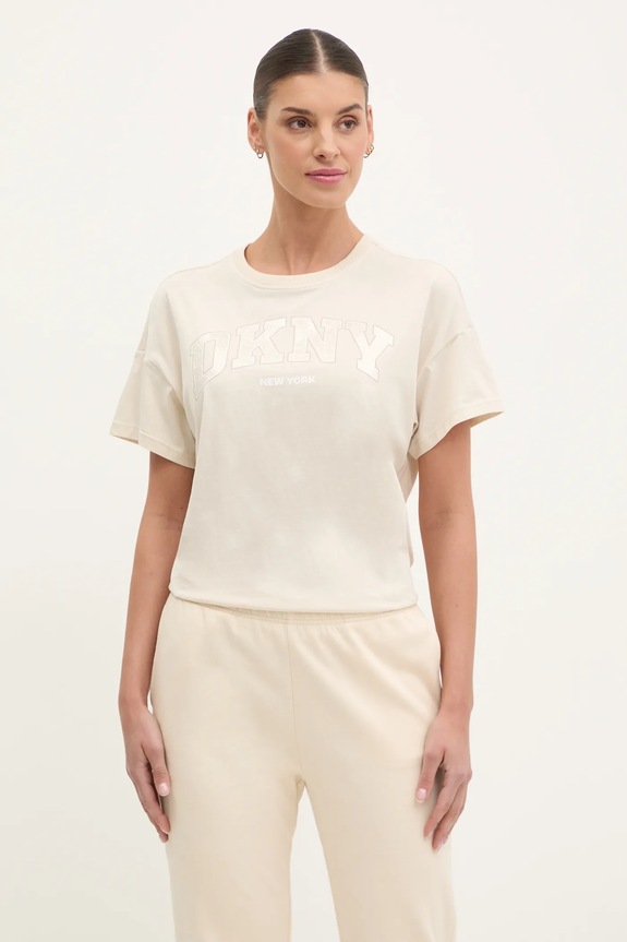 Dkny t-shirt in cotone rilassato beige DP5T1224