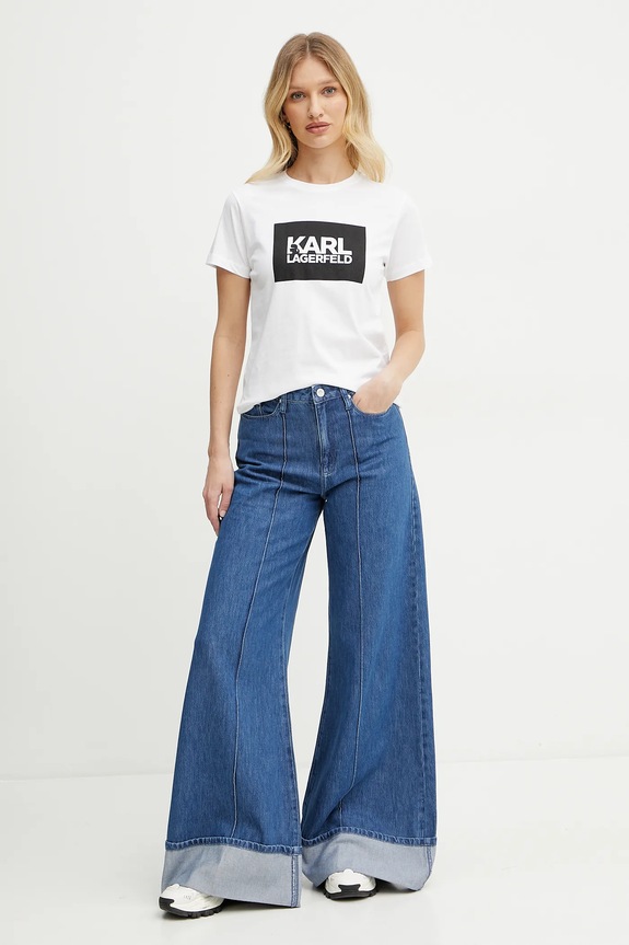 Karl Lagerfeld t-shirt bawełniany ASW17010 biały SS25