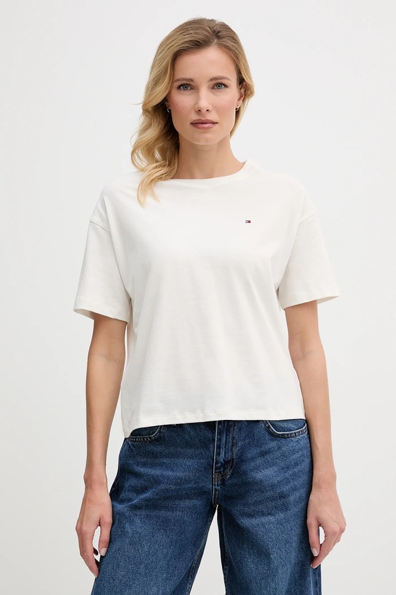 Tommy Hilfiger t-shirt in cotone rilassato beige UW0UW05763