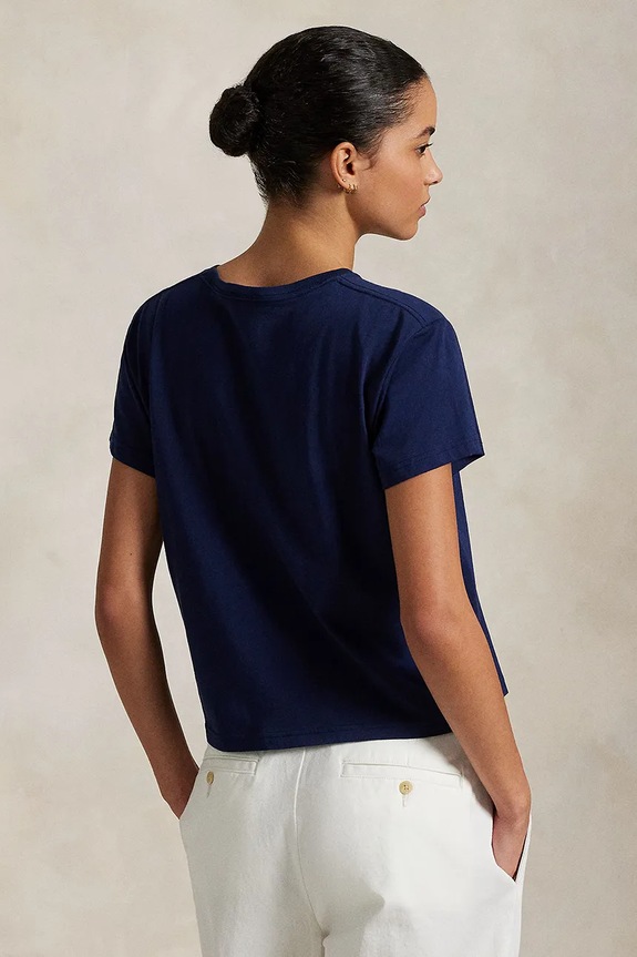 Bombažna kratka majica Polo Ralph Lauren 211965108 mornarsko modra SS25