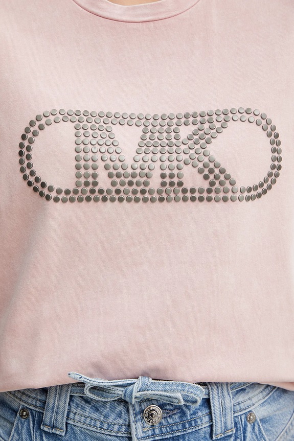 Βαμβακερό μπλουζάκι MICHAEL Michael Kors MS551SC491 ροζ