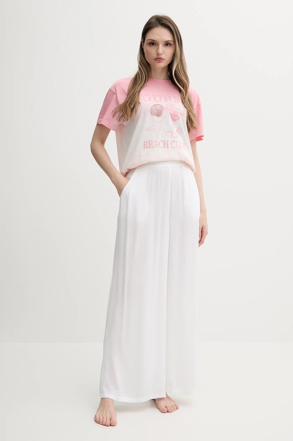 Bavlněné tričko Guess E5GI01.K8G01 růžová SS25