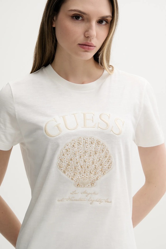 Oblečenie Bavlnené tričko Guess E5GI03.K8G01 biela