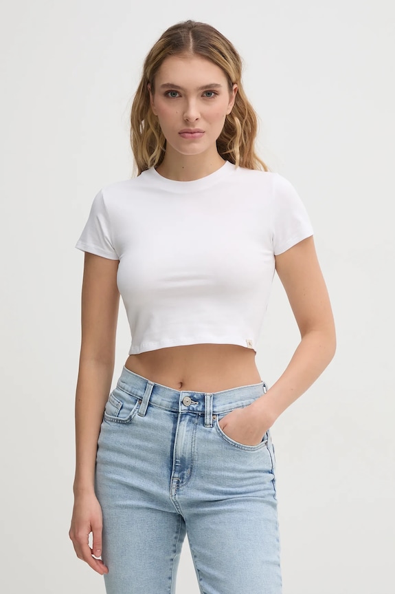 Calvin Klein Jeans t-shirt z elastanem biały J20J225237