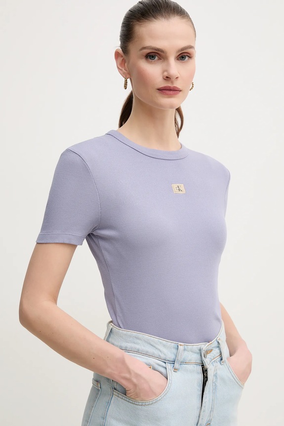 Тениска Calvin Klein Jeans виолетов J20J225244