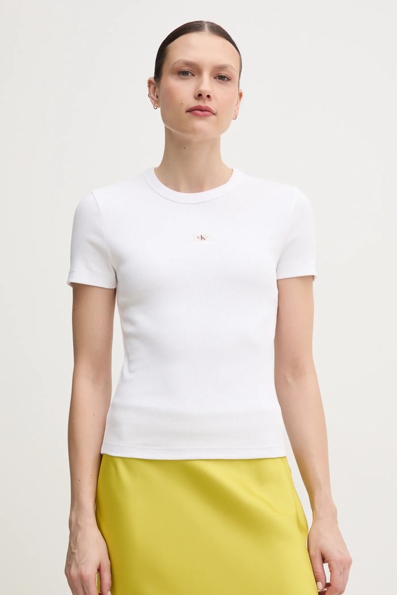 Tričko Calvin Klein Jeans slim biela J20J225245