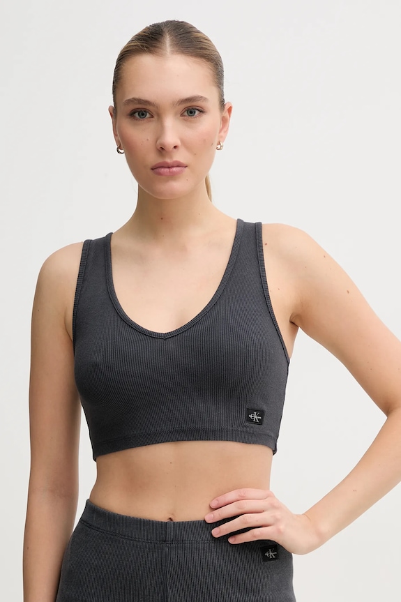 Calvin Klein Jeans top z elastanem szary J20J225246