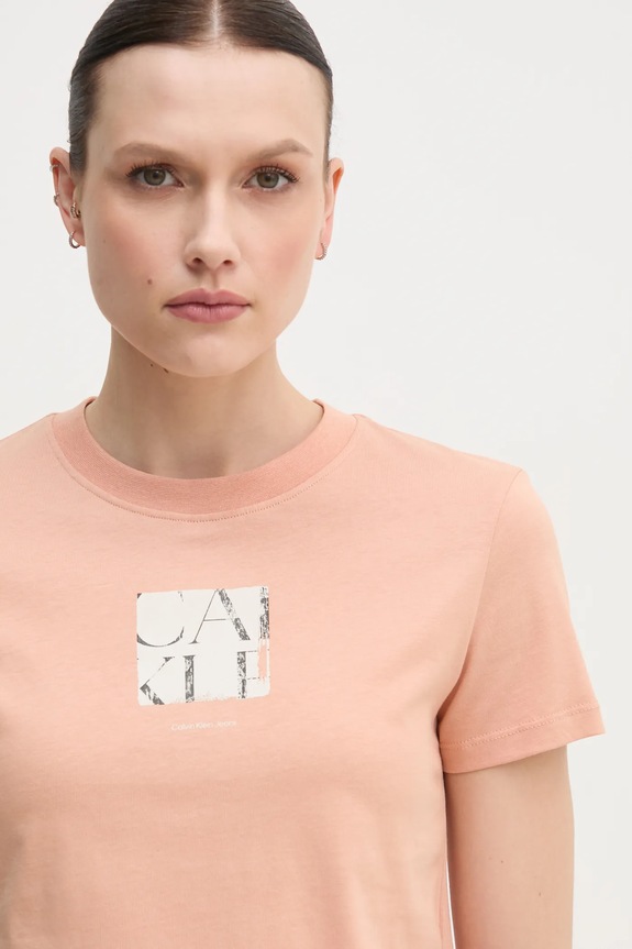 Bavlnené tričko Calvin Klein Jeans oranžová J20J225260
