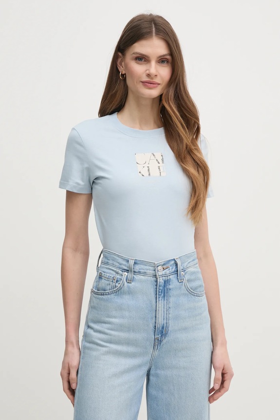 Bavlnené tričko Calvin Klein Jeans potlač modrá J20J225260