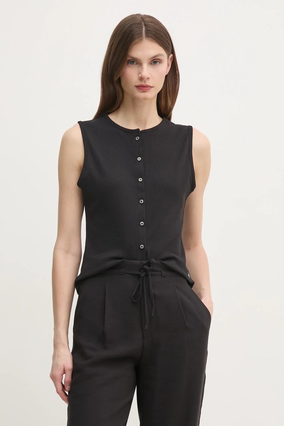 Top Calvin Klein Jeans bez uzorka crna J20J225307