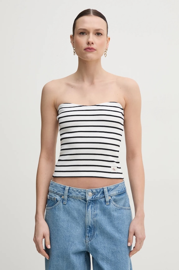 Calvin Klein Jeans top z elastanem biały J20J225310