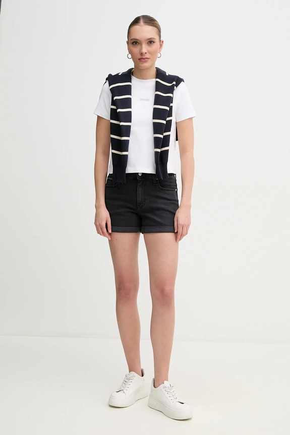 Bavlnené tričko Calvin Klein Jeans J20J225524 biela SS25