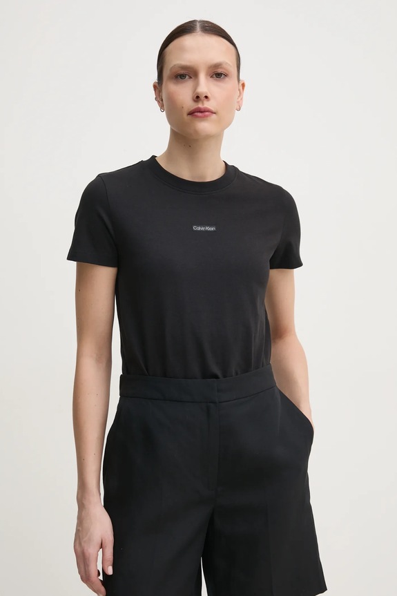 Bavlnené tričko Calvin Klein Jeans jednofarebný čierna J20J225524