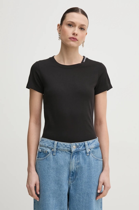 Calvin Klein Jeans tricou din bumbac imprimeu negru J20J225540