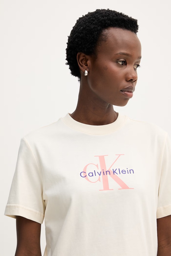 Calvin Klein Jeans tricou de damă din bumbac bej LV047B865G