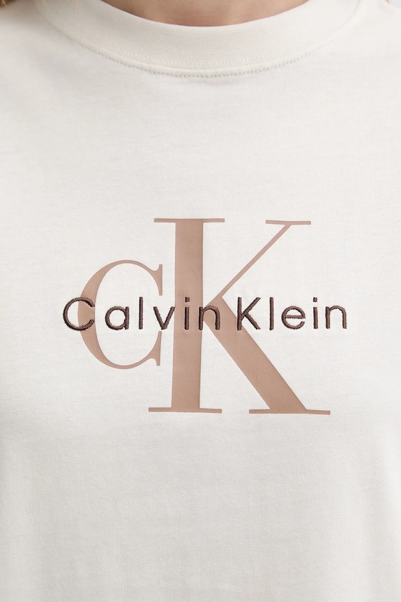 Calvin Klein Jeans t-shirt damski bawełniany beżowy LV047B865G