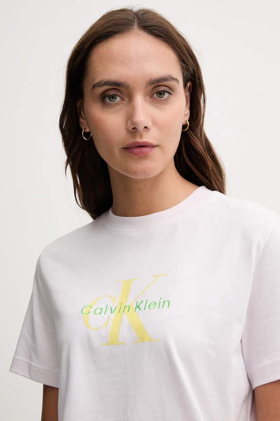 Calvin Klein Jeans t-shirt damski bawełniany różowy LV047B865G