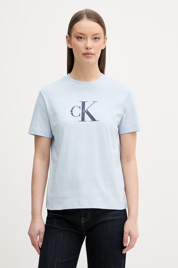 Calvin Klein Jeans tricou de damă de bumbac albastru LV047B865G