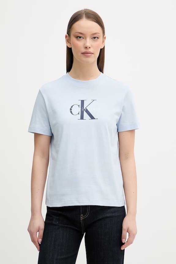 Calvin Klein Jeans tricou de damă de bumbac albastru LV047B865G
