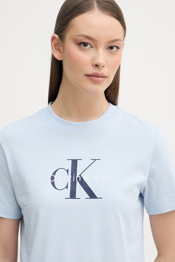 Calvin Klein Jeans tricou de damă de bumbac albastru LV047B865G