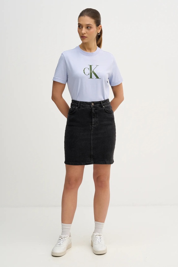 Calvin Klein Jeans t-shirt damski bawełniany LV047B865G niebieski SS26