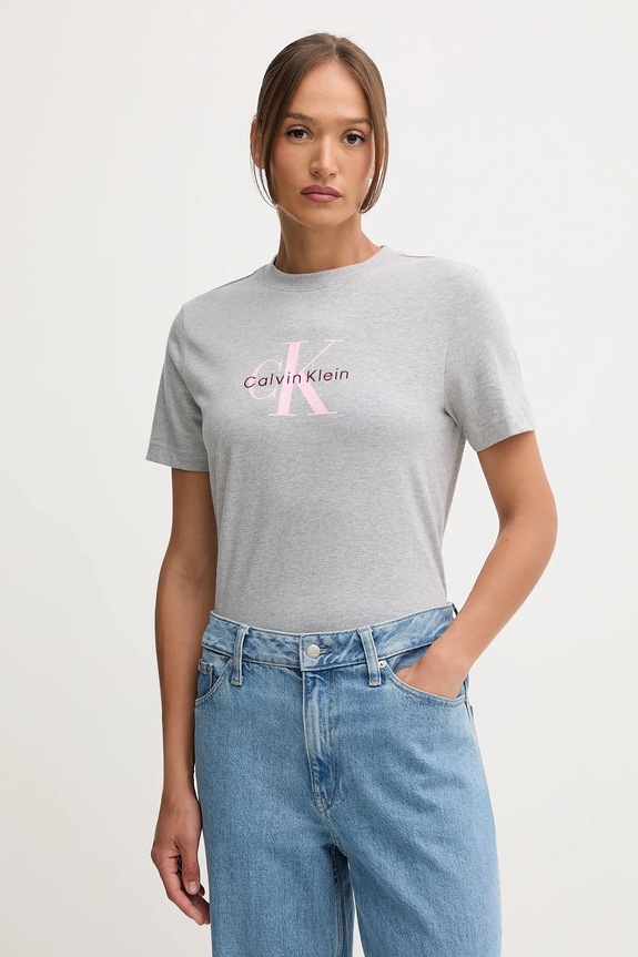 Calvin Klein Jeans t-shirt damski bawełniany szary LV047B865G
