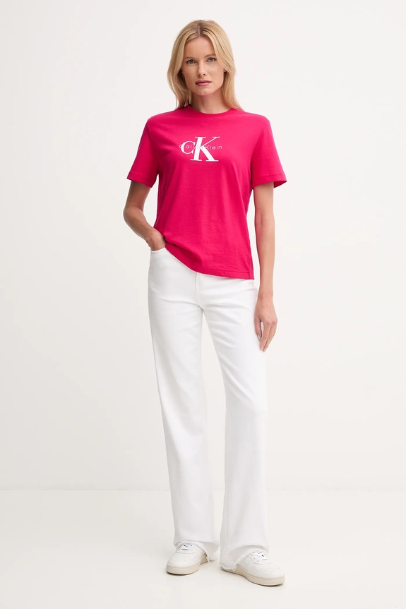 Calvin Klein Jeans t-shirt női pamut LV047B865G rózsaszín SS26