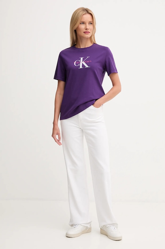 Calvin Klein Jeans t-shirt γυναικείο βαμβακερό LV047B865G μωβ SS26