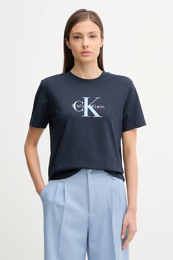 Calvin Klein Jeans majica ženska od pamuka pamuk mornarsko plava LV047B865G