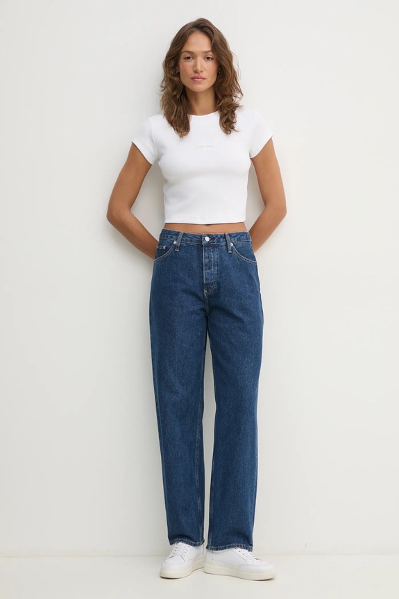 Calvin Klein Jeans t-shirt damski LV047AB802 biały SS26