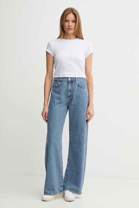 Calvin Klein Jeans t-shirt damski LV047AB802 fioletowy SS26
