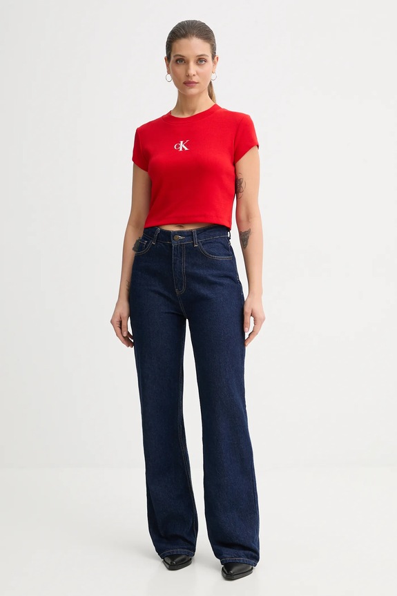Calvin Klein Jeans tričko dámské LV047AB802 červená SS26