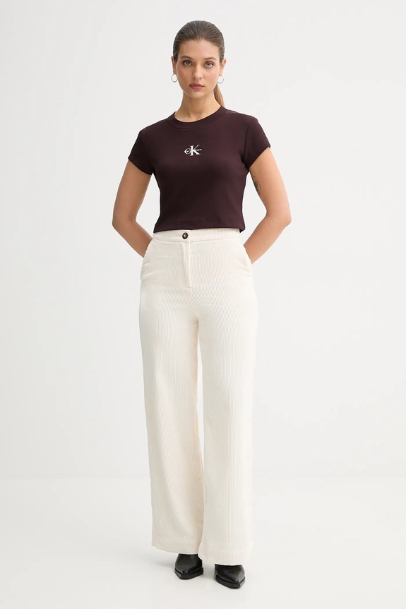 Calvin Klein Jeans tričko dámské LV047AB802 hnědá SS26