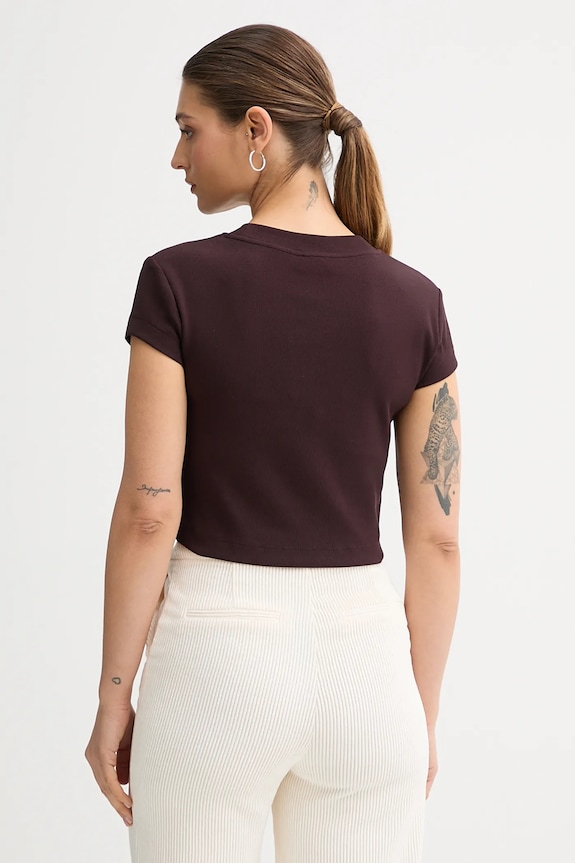 Oblečení Calvin Klein Jeans tričko dámské LV047AB802 hnědá