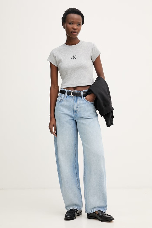 Calvin Klein Jeans t-shirt damski LV047AB802 szary SS26