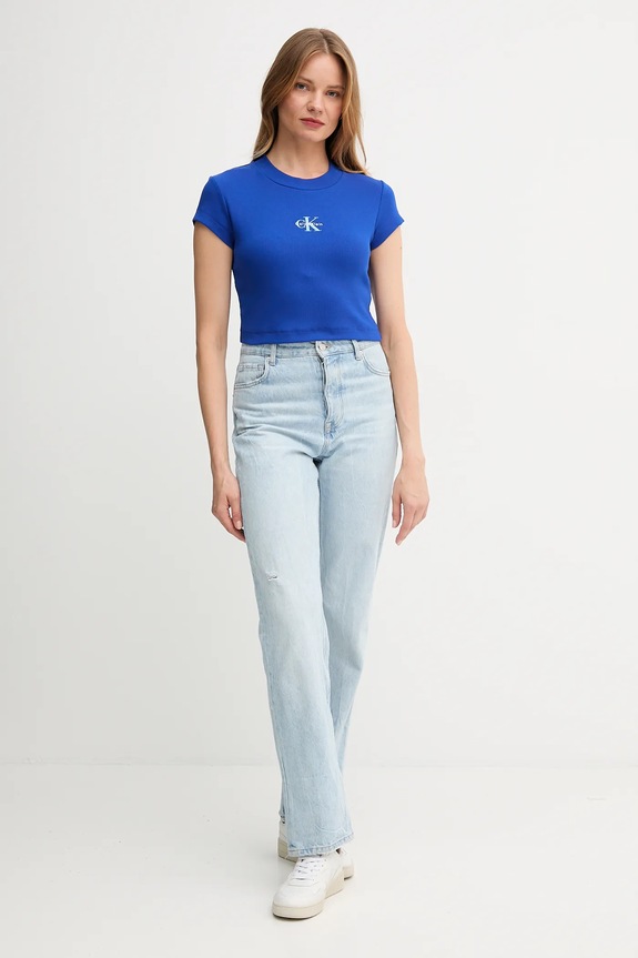 Calvin Klein Jeans t-shirt damski LV047AB802 niebieski SS26