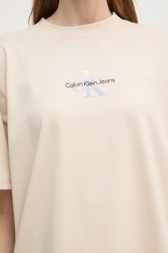 Bavlnené tričko Calvin Klein Jeans J20J225521 béžová