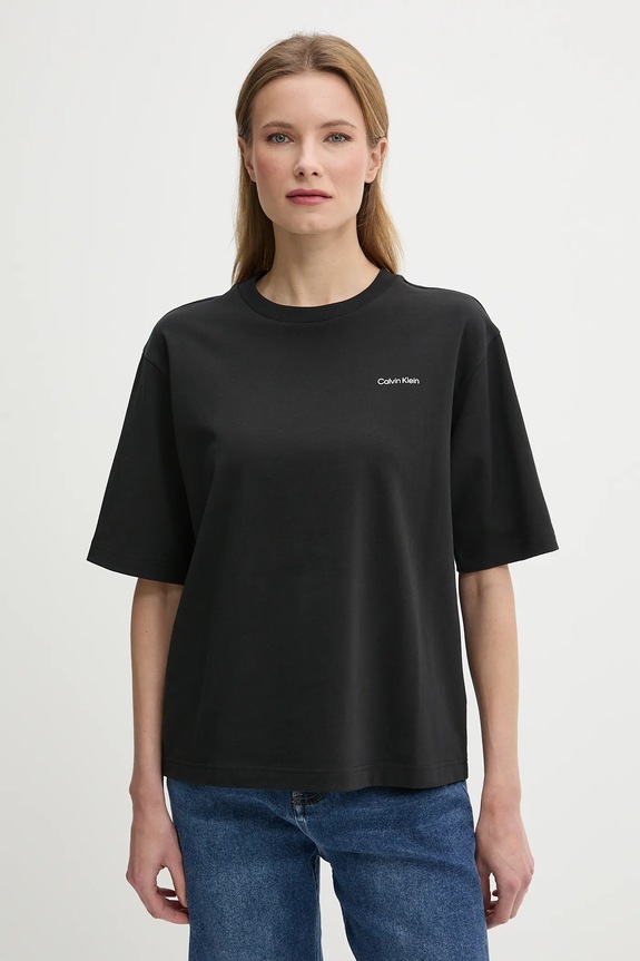 Calvin Klein Jeans pamut póló LV047AB813 fekete SS25