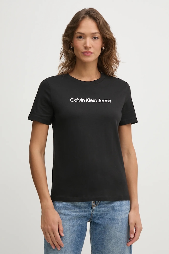Bavlnené tričko Calvin Klein Jeans potlač čierna LV047AB805