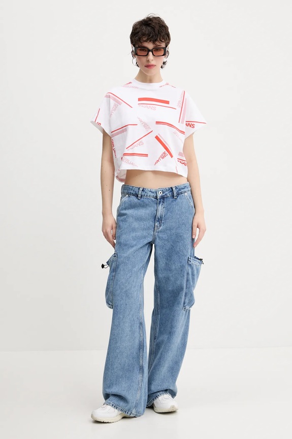 Pamučna majica Karl Lagerfeld Jeans A2W17034 bijela SS25