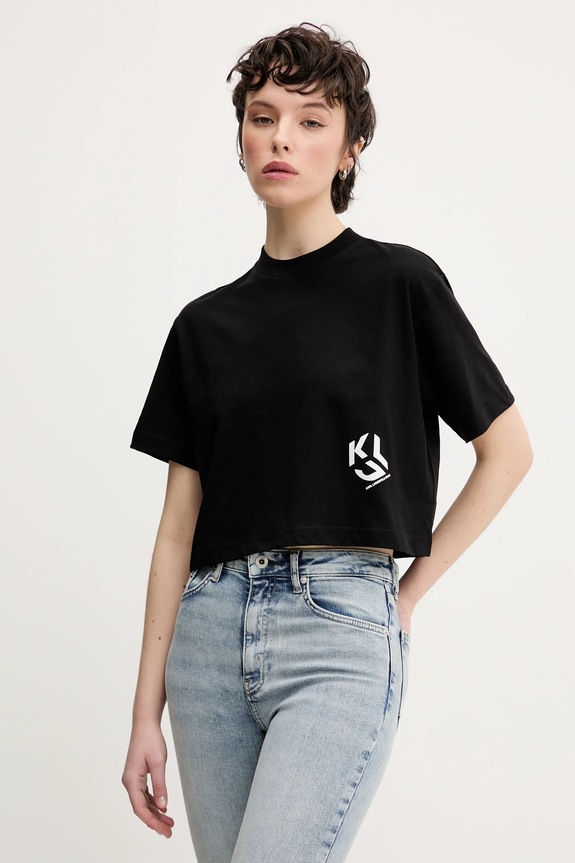 Karl Lagerfeld Jeans tričko s bavlnou relaxed čierna A2W17076