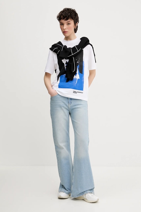 Karl Lagerfeld Jeans tricou din bumbac A2W17030 alb SS25