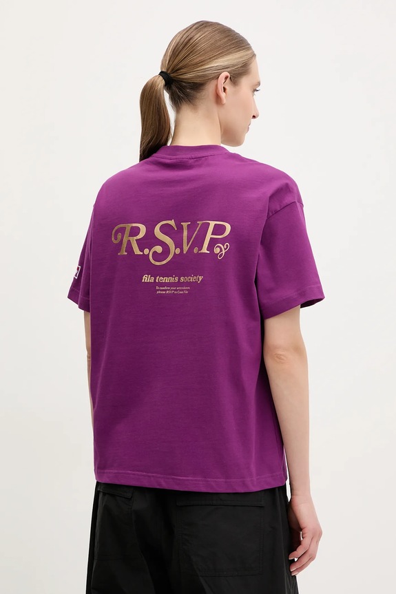 Odzież Fila t-shirt bawełniany Leffinge FAW1029 fioletowy