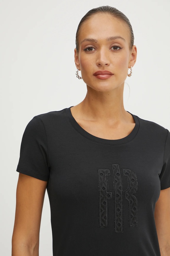 Fracomina t-shirt applique nero FR25ST3004J44909