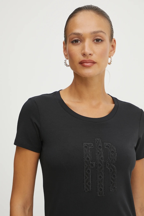 Fracomina t-shirt applique nero FR25ST3004J44909