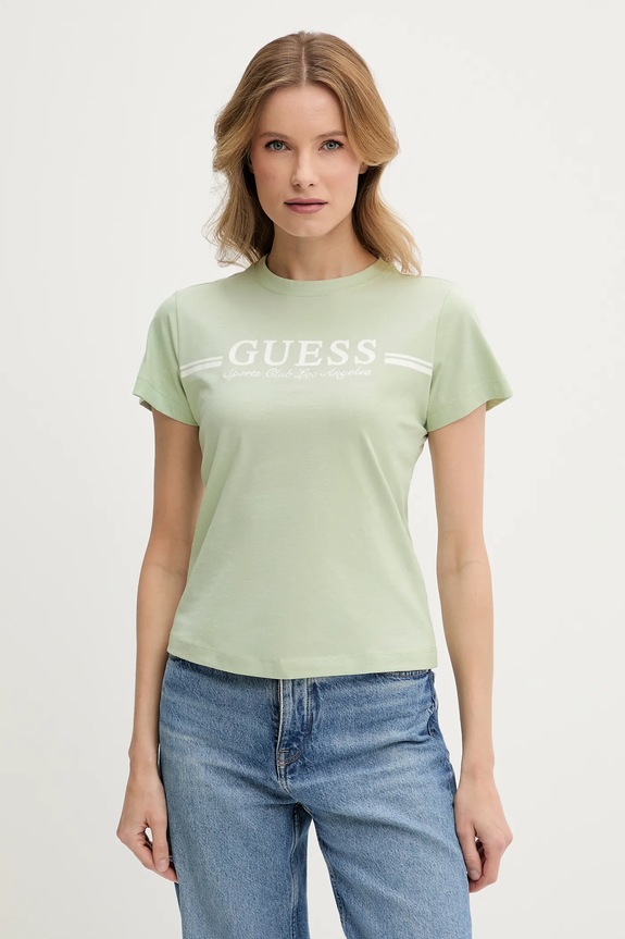 Guess t-shirt bawełniany nadruk zielony V5GI03.I3Z14