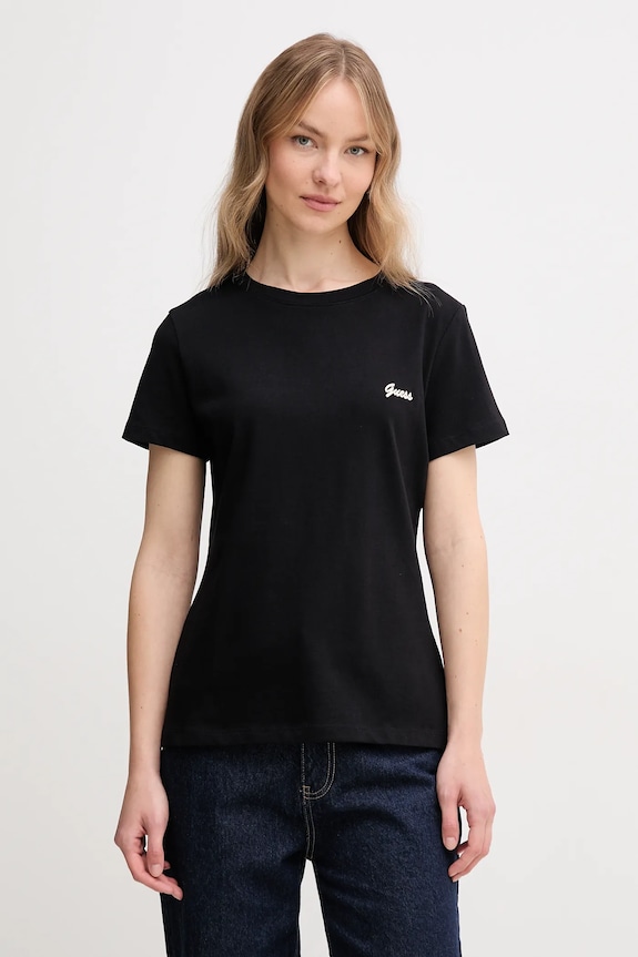 Guess t-shirt bawełniany IRIS bawełna czarny V5GI06.KCRZ1