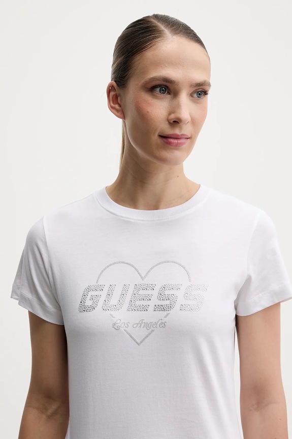 Ruházat Guess pamut póló NARCISO V5GI10.K9RM1 fehér