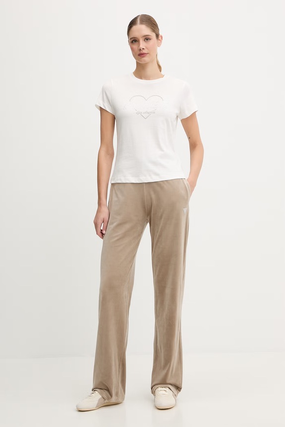 Βαμβακερό μπλουζάκι Guess NARCISO V5GI10.K9RM1 μπεζ SS26